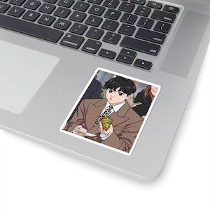 Taehyung Anime Sticker: Hand-Designed K-Pop Laptop Decal, K-Pop Stationery