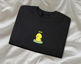 Mimi Chick geborduurde sweater met ronde hals: handgemaakte uniseks K-pop-trui