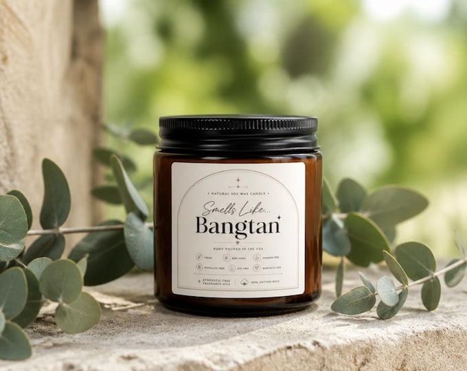 Bangtan Candle | BTS ARMY Gift, Scented Soy Wax Candle, Bangtan Fan Gift, K-Pop Candle Gift