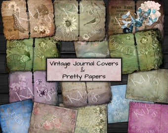 Vintage Nostalgia, hints of Celtic Art and Nature - Journal Covers, Pretty Papers for Various Paper Crafts. Digital Download.