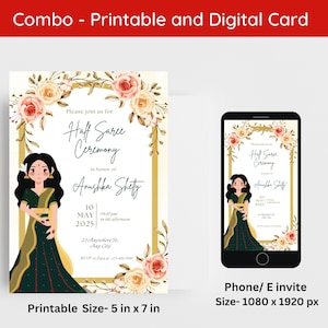 Editable Half Saree Ceremony Invitation: Digital & Printable Invite