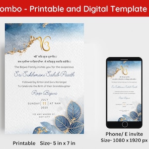 Editable Sukhmani Sahib Path Invitation, Sukhmani Sahib Path Digital Invitation, Akhand Path Invitation, Sehaj Path Invite Digital image 1