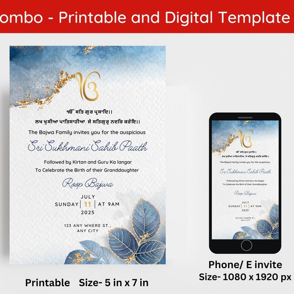 Editable Sukhmani Sahib Path Invitation, Sukhmani Sahib Path Digital Invitation, Akhand Path Invitation, Sehaj Path Invite Digital