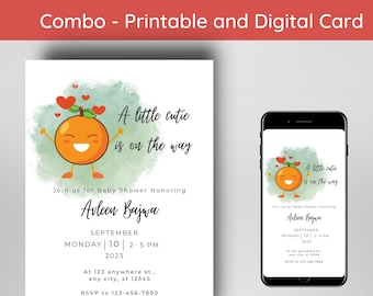 Little Cutie Baby Shower Invitation: Gender Neutral, Editable Template (Digital Download)