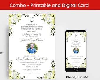 Editable Punjabi Funeral Invitation: Sikh Barsi Template (Digital Download)