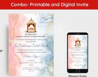 Sukhmani Sahib Path Invitation Template | Editable Sikh Invitation | Gold Punjabi Path Invite | Gurudwara Ceremony Invite | Instant Download