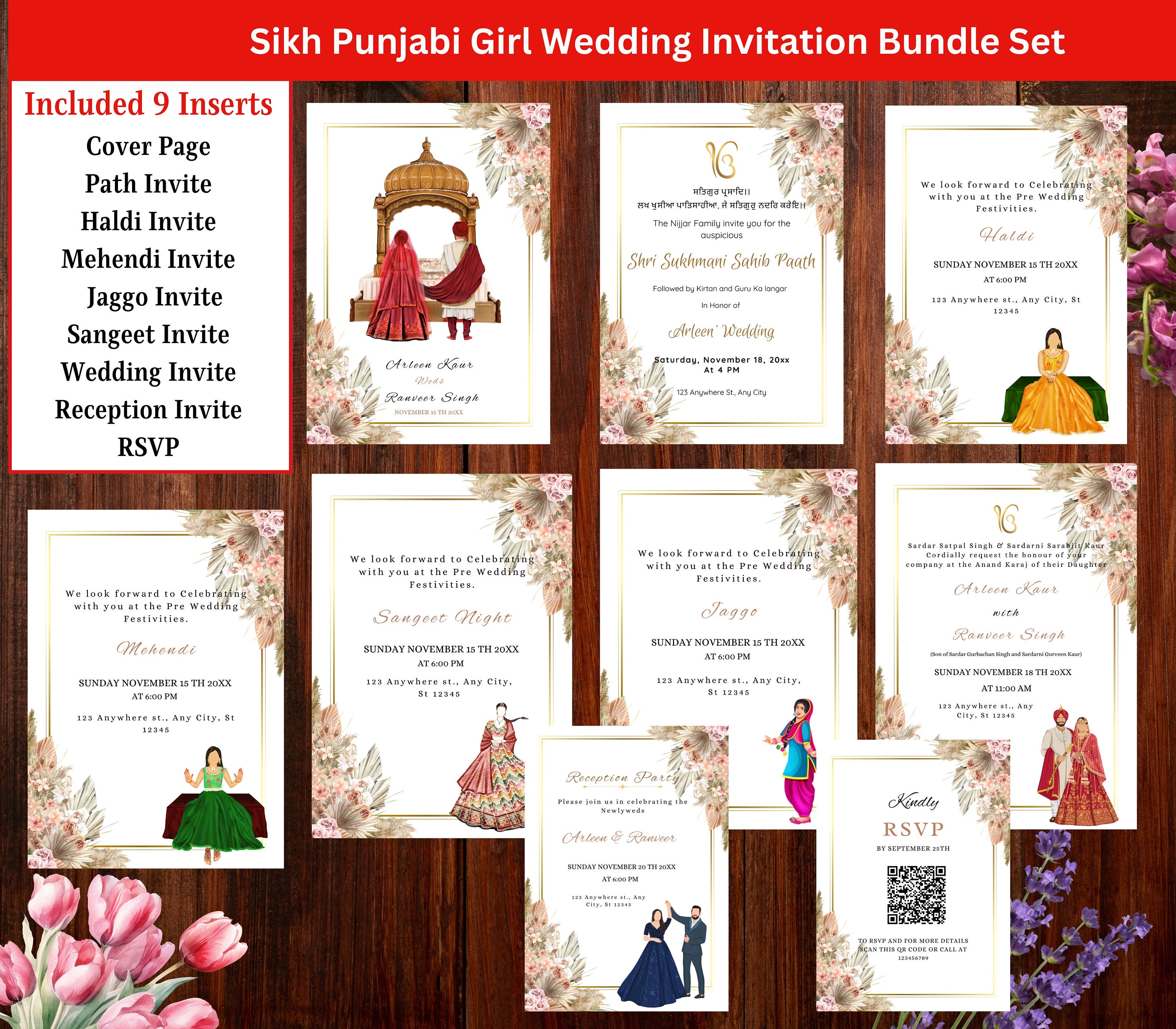 Sikh Reception Card - Etsy, image size:3000x2625
