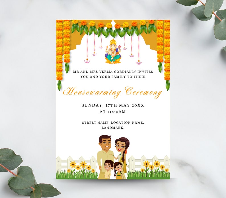 Editable Hindu Housewarming Invitation Template: Griha Pravesh Phone ...