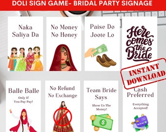 Doli Sign | Ribbon Ceremony Sign, Bridal Party Signage | No Entry | Bridesmaid | Doli Signage | Indian Wedding Entry Signs  Instant Download