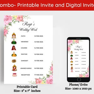Semana do casamento Punjabi, convite Anand Karaj, programa da semana do casamento Punjabi, itinerário do casamento de uma garota Sikh, itinerário do casamento Sikh, reserve a data