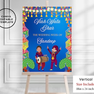 Punjabi Wedding Welcome Sign: Editable Template (Digital Download)