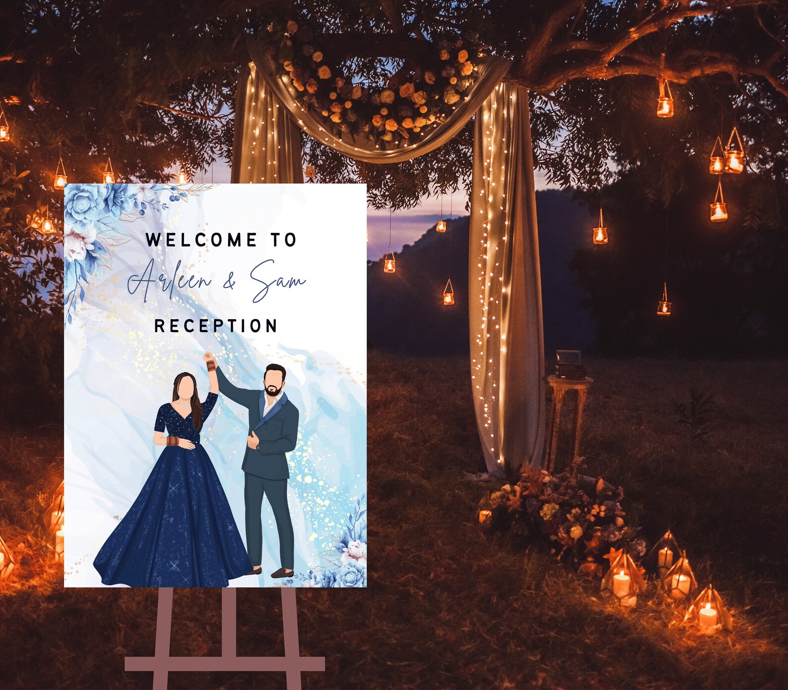 Editable Indian Reception Welcome Sign, Indian Wedding Welcome Sign ...