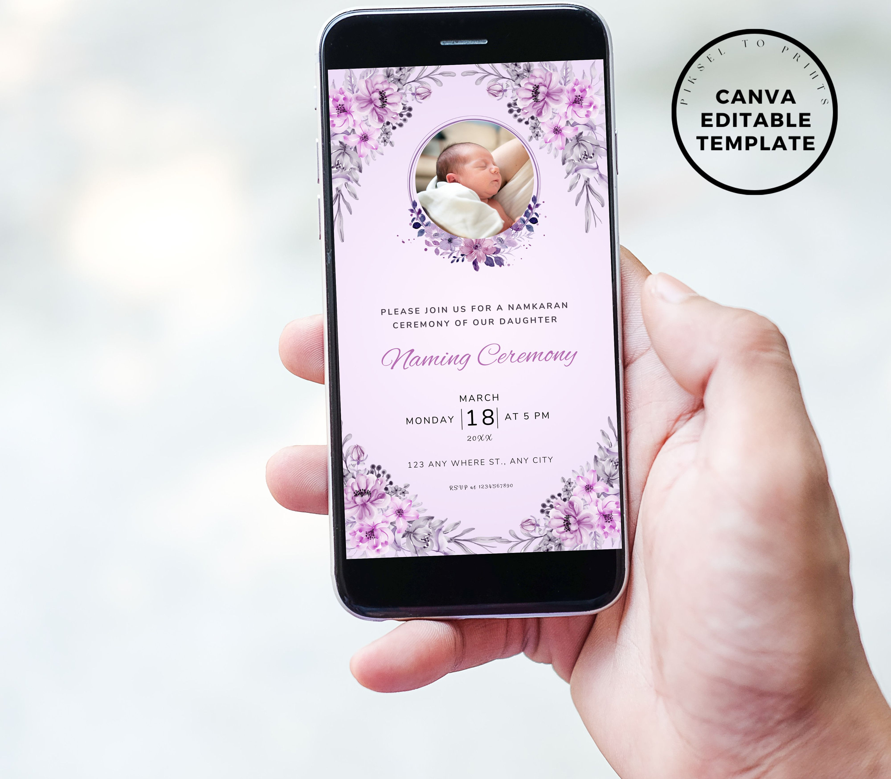 Editable Baby Name Ceremony Invite, Indian Namkaran Ceremony Invitation