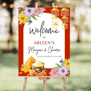 Editable Maiyan & Choora Welcome Sign: Punjabi Wedding Decor (Digital Download)