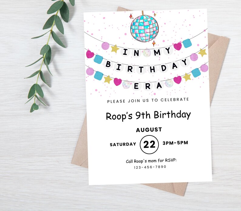 Editable Its My Birthday Era Invitation: Girl Birthday Party Invite ...