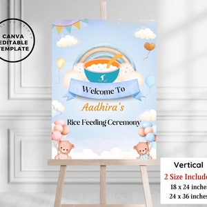 Editable Annaprashana Welcome Sign: Rice Feeding Ceremony Template (Digital Download)