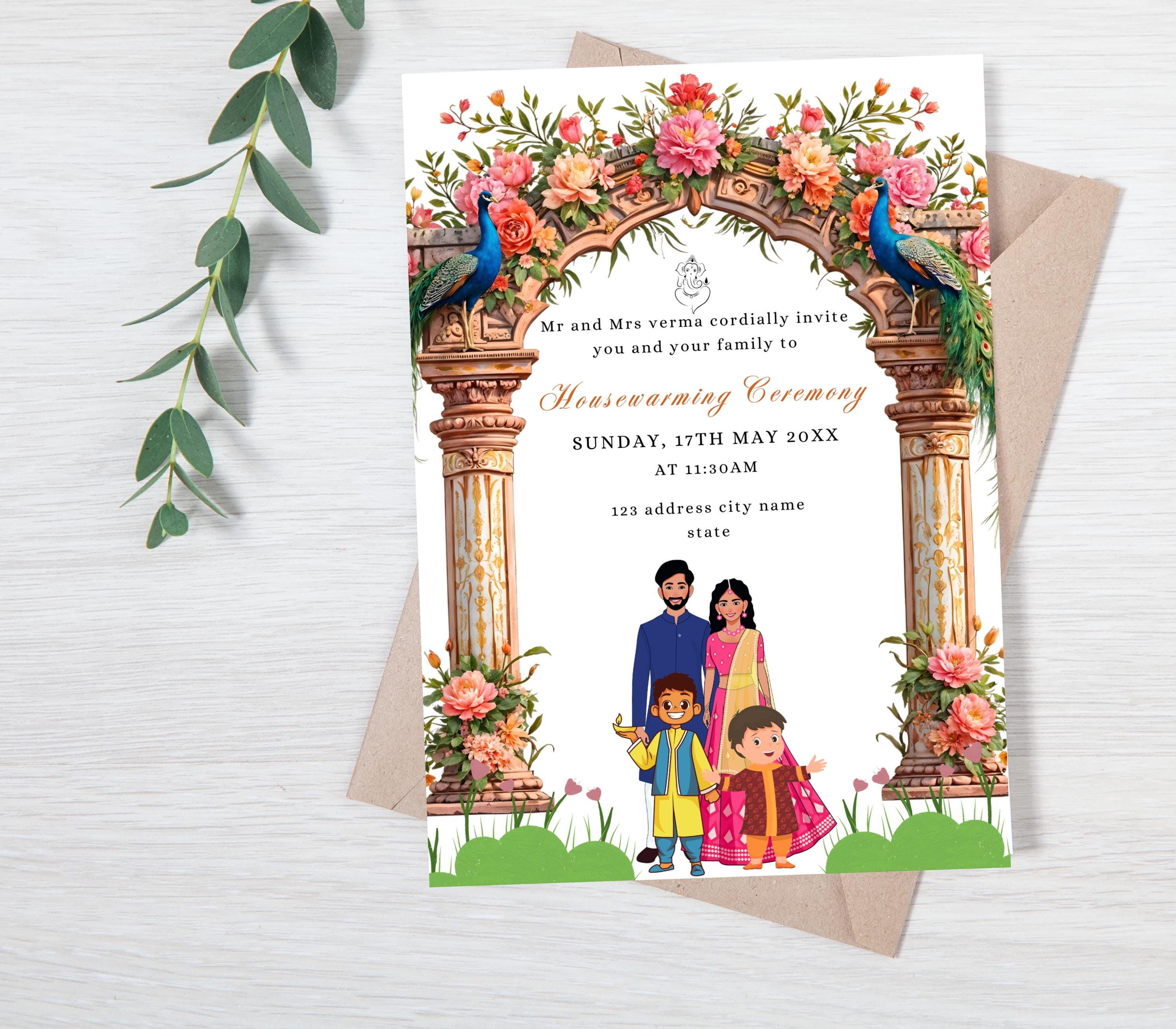 Editable Indian Housewarming Invitation Template: Griha Pravesh Invite ...