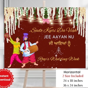 Punjabi Wedding Welcome Sign: Desi Sangeet Template (Digital Download)