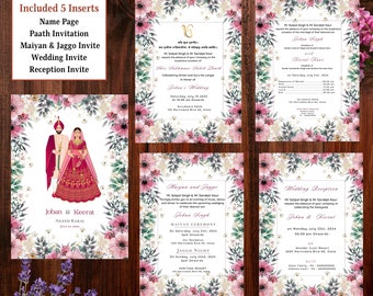 Editable Sikh Wedding Invitation Suite, Anand Karaj Invitation, Punjabi Wedding Invitation, Sikh Wedding Card, Indian Wedding Invitation Set