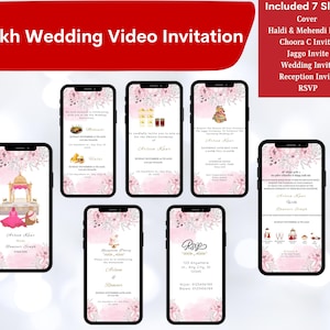 Faire-part vidéo de mariage sikh floral personnalisé, faire-part vidéo de mariage pendjabi, faire-part vidéo Anand Karaj - Prêt dans les 24 heures