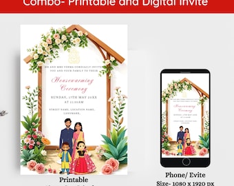 WhatsApp Indian Housewarming Invite, Griha Pravesh Digital Invitation, Gruhapravesham Smartphone Template, Digital House Warming Puja Invite
