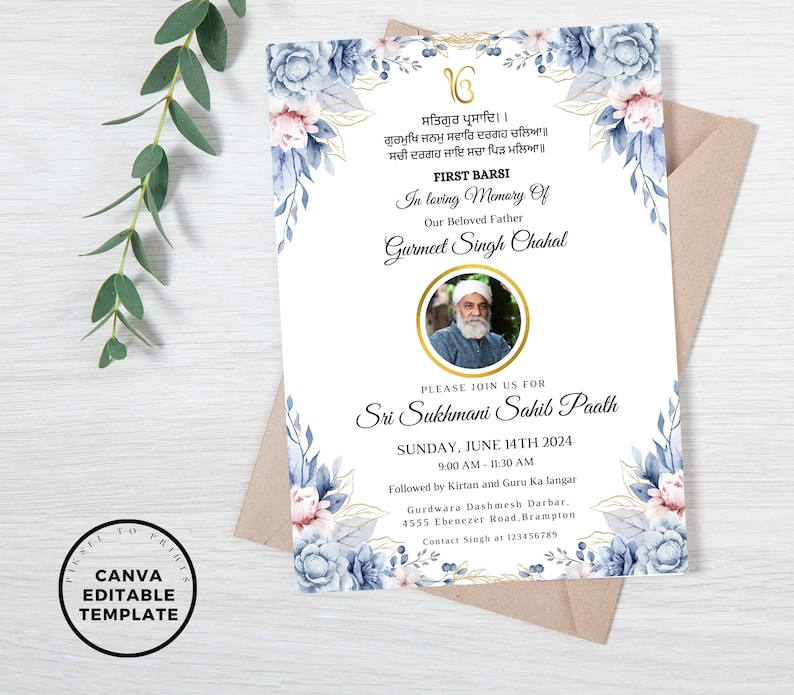 Editable Sikh Punjabi Funeral Invite Sikh Funeral Invitation Etsy UK