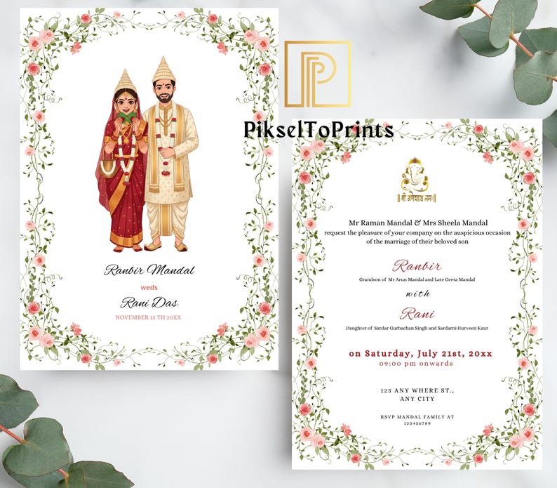 Editable Bengali Wedding Invitation | Traditional Hindu Bengali Shaadi ...