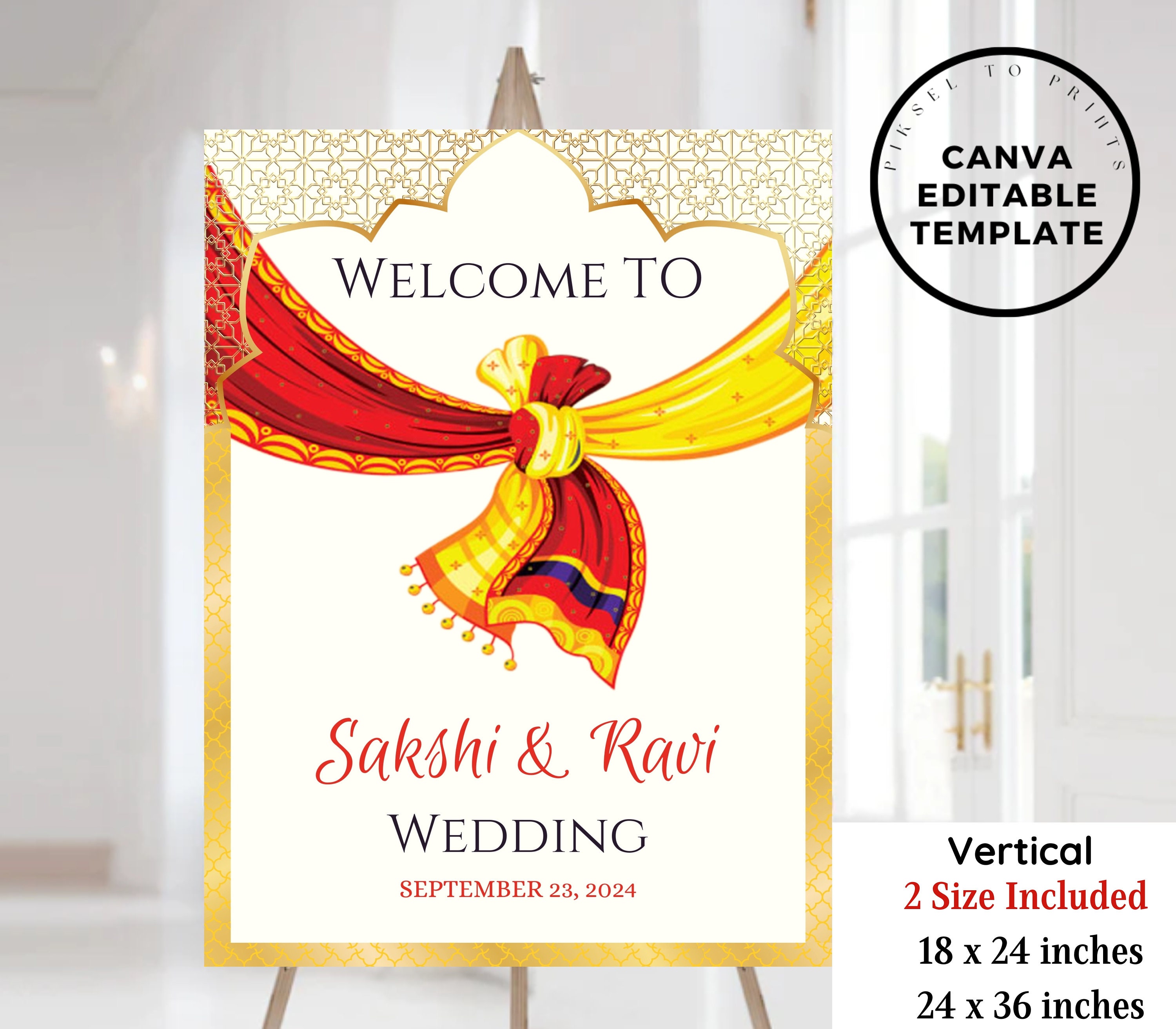 Editable Indian Wedding Welcome Sign, Hindu Wedding Welcome Sign, Phera ...