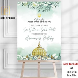 Sukhmani Sahib Ji Path Welcome Sign, Sikh Wedding Welcome Sign, Akhand Path Welcome Sign, Sukhmani Gurdwara Sign Template Instant Download