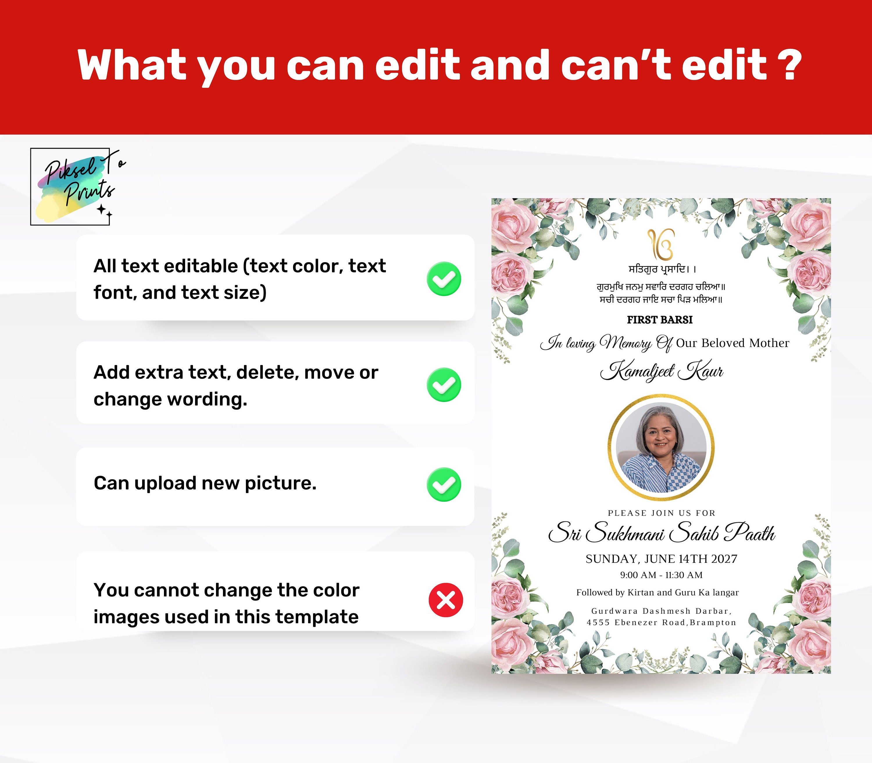 Editable Punjabi Funeral Invite Sikh Funeral Invitation Indian First