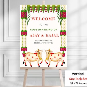 Pichwai Indian Housewarming Welcome Sign, Shanti Pravesham Sign, Griha Pravesham Welcome Sign, Housewarming Ceremony Welcome Poster