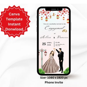 Bewerkbare Indiase verlovingsuitnodiging, Punjabi-verlovingsuitnodiging, Floral Roka-ceremonie uitnodiging digitaal, verlovingssjabloon Indiase uitnodiging