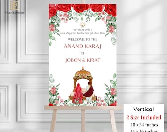 Anand Karaj Sign Wedding Sign Punjabi Sikh Wedding Welcome Sign Anand Karaj Signage Board Punjabi Wedding Signs Editable Indian welcome sign