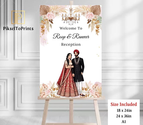 Sikh Wedding Reception Sign: Punjabi Engagement Welcome Sign | Sikh Ring  Ceremony Welcome Poster (digital Download Canva Template) - Etsy Ireland