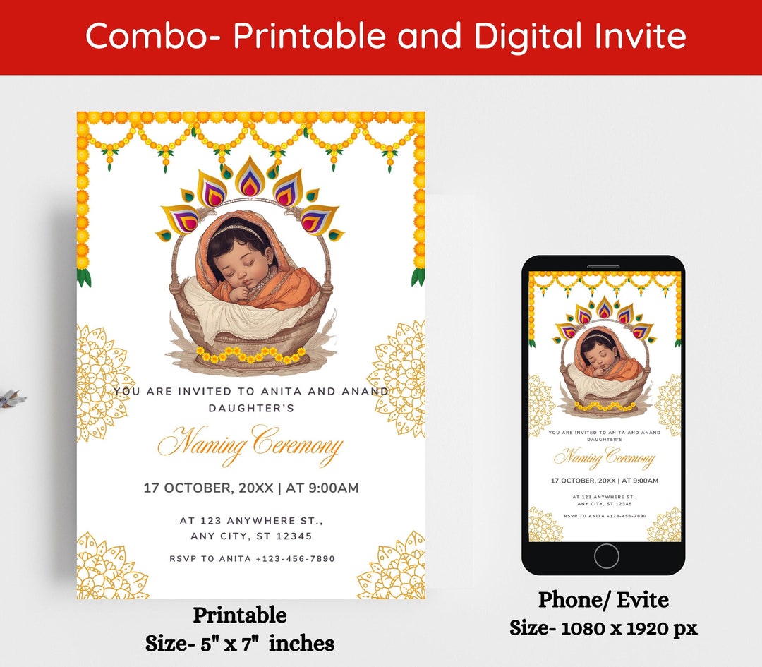 Editable Cradle Ceremony Invite Phone, Cradle Ceremony Invitation