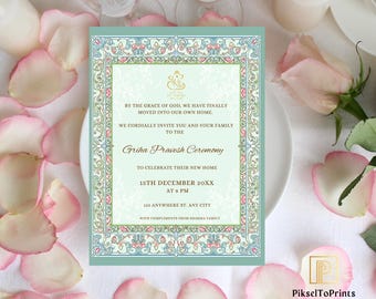 Indian Housewarming Invitation | Griha Pravesh Invite | Hindu New Home Ceremony | Elegant Housewarming Invite Digital | Editable Template