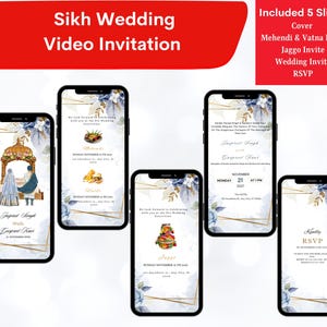 Convite de vídeo de casamento Sikh editável, convite de vídeo de casamento Punjabi, cartão de casamento Sikh, convite Anand Karaj, cartão de casamento Sikh