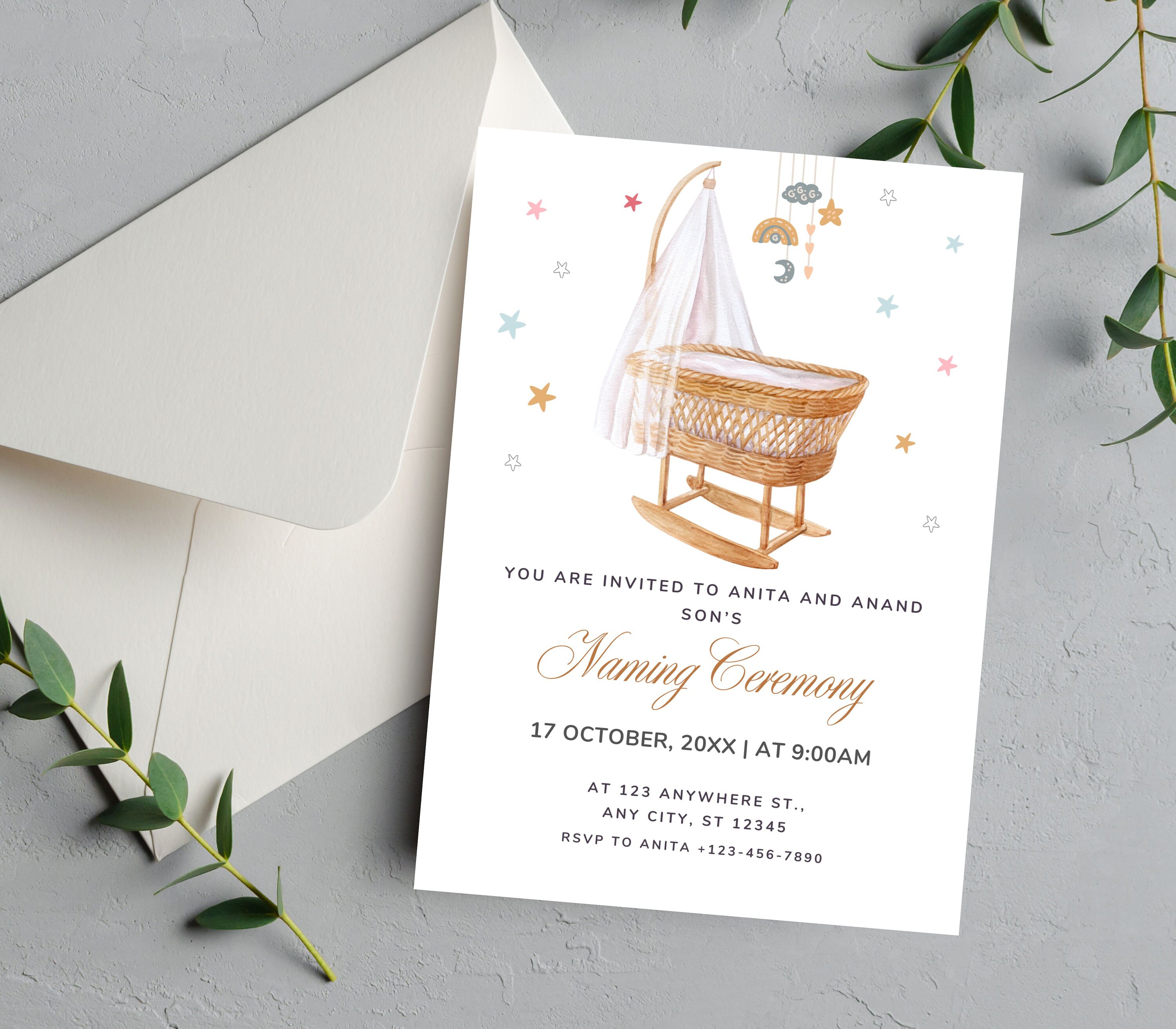 Editable Cradle Ceremony Invite, Cradle Ceremony Invitation Template