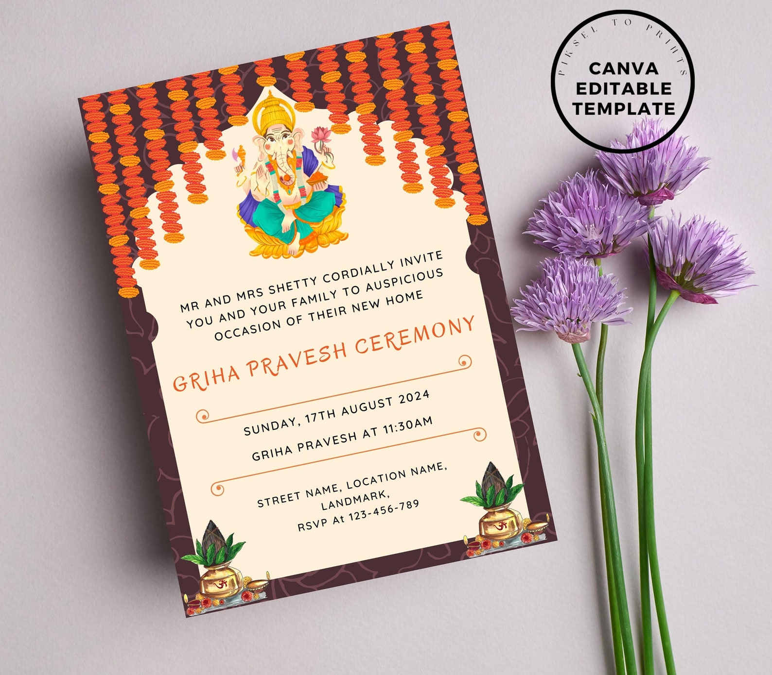 Editable Griha Pravesh Invitation: Indian Housewarming Invitation ...