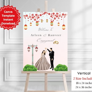Editable Engagement Welcome Sign: Indian Roka Ceremony (Digital Download)