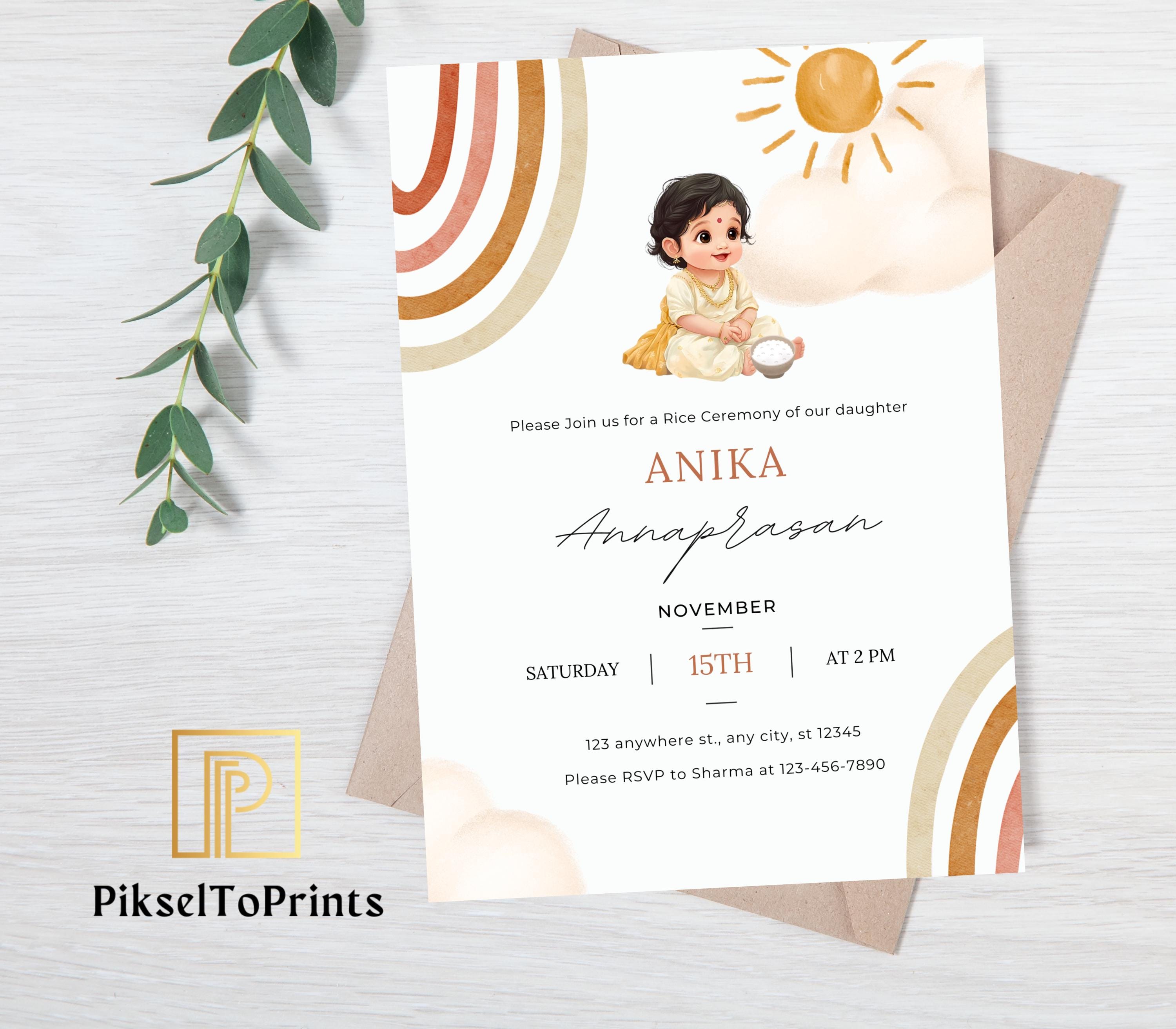 Editable First Rice Ceremony Invitation for Boy and Girl: Annaprashan ...