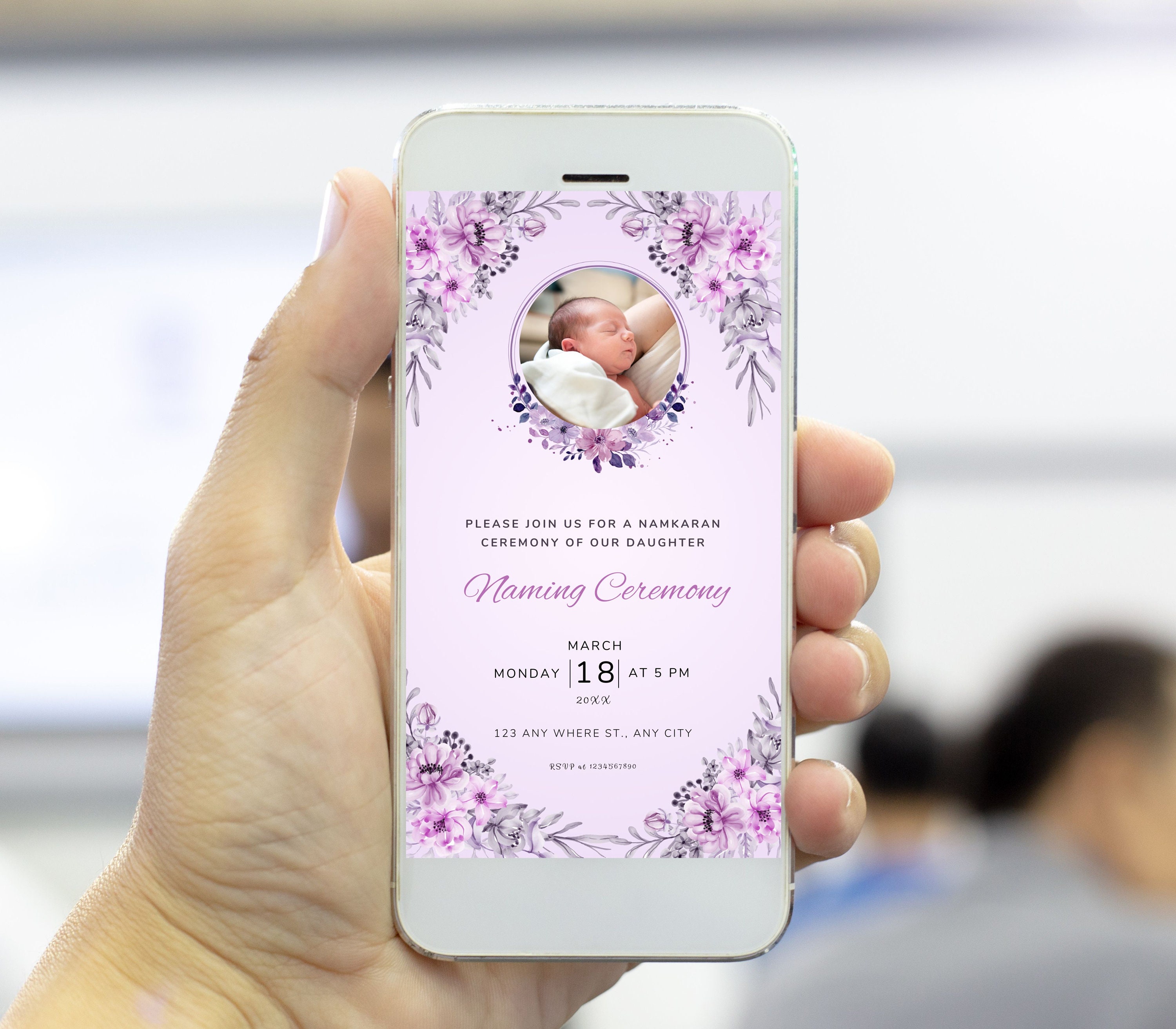 Editable Baby Name Ceremony Invite, Indian Namkaran Ceremony Invitation