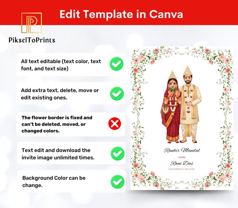 Editable Bengali Wedding Invitation | Traditional Hindu Bengali Shaadi ...