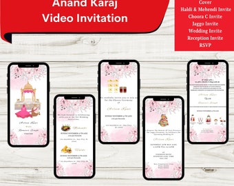 Custom Floral Sikh Wedding Video Invitation, Punjabi Wedding Video Invitation, Anand Karaj Video Invitation - Ready within 24 hours