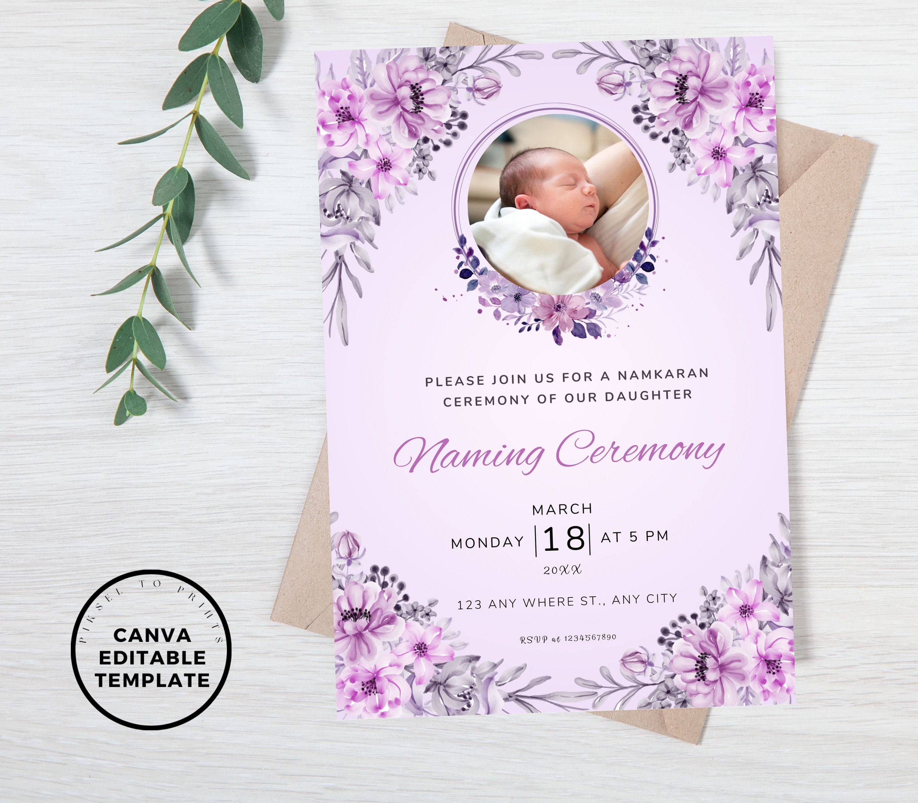 Editable Baby Name Ceremony Invite, Indian Namkaran Ceremony Invitation