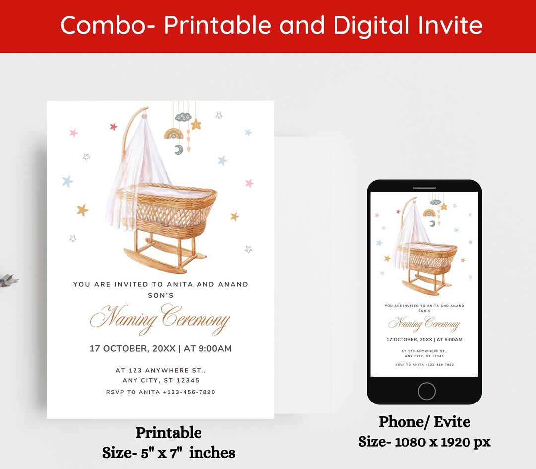Editable Cradle Ceremony Invite, Cradle Ceremony Invitation Template