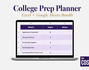 College Application Tracker Bundle | Excel + Google Sheets | Prep Planner & Deadline Organizer