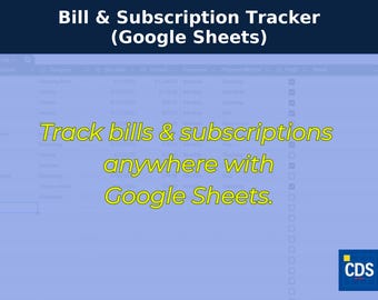 Bill Tracker Google Sheets | Monthly Payment Log, Recurring Bill Planner, Due Date Organizer