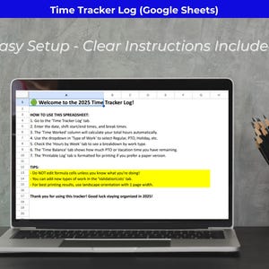 Google Sheets Time Tracker | Timesheet, Work Hours & Overtime Log