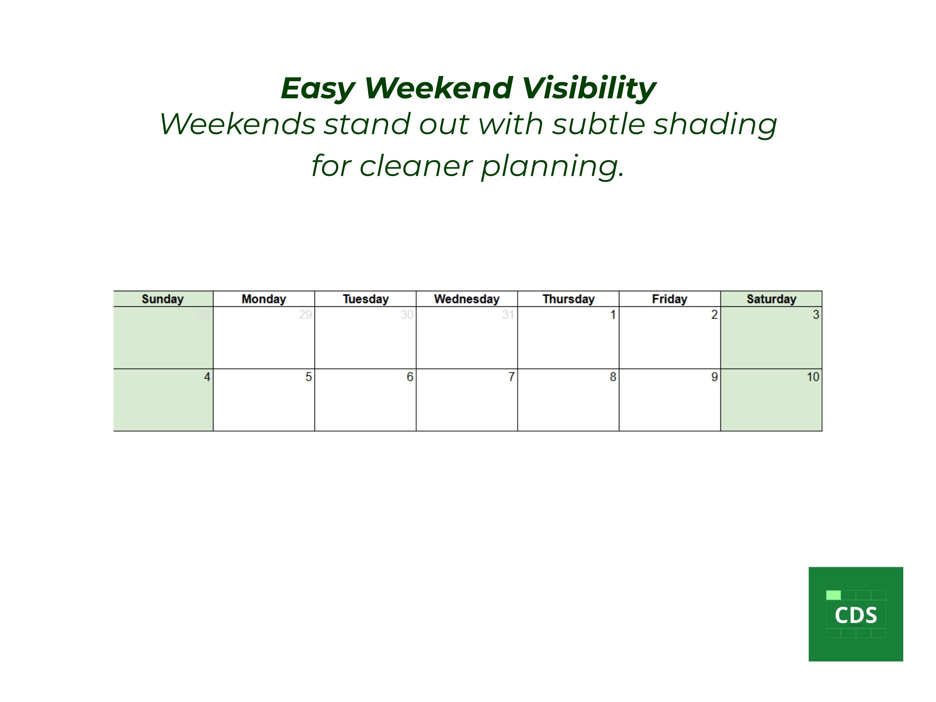2026 Monthly Calendar Google Sheets Template Printable PDF | Year ...